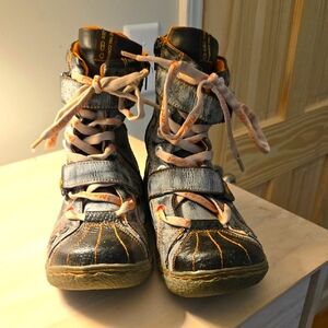 TMA Eyes Women's Black & Gray Leather Boots Size EUR 39 / USA 8